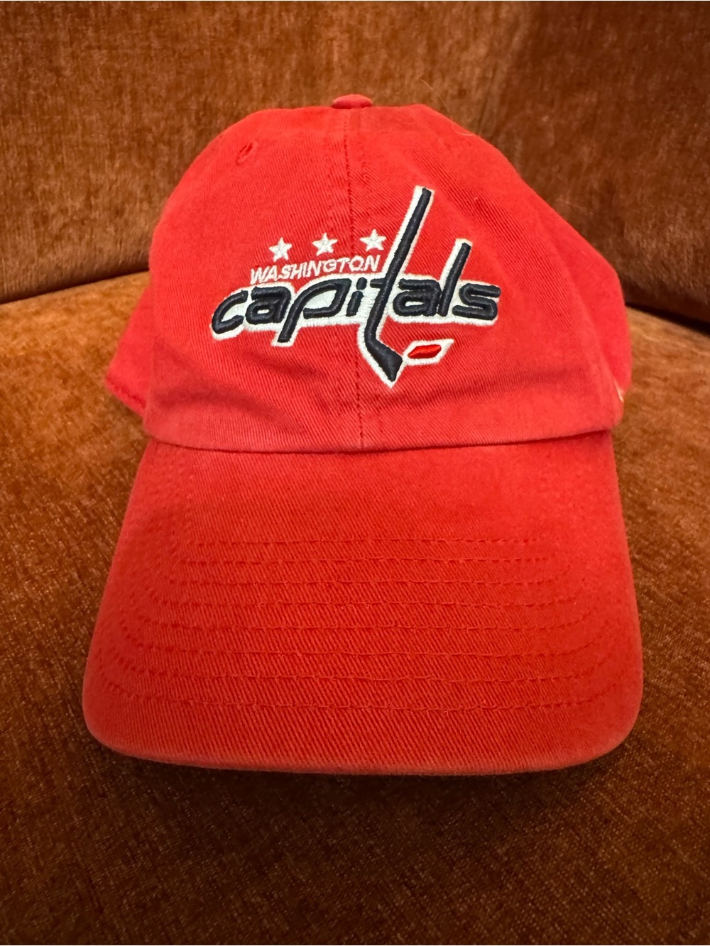 47 Brand Red Adjustable Baseball Hat with Logo Patch